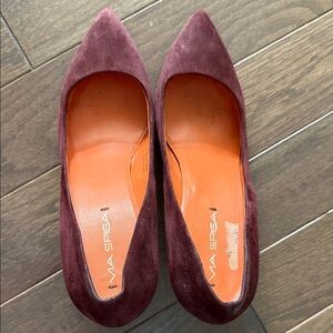 Via Spiga Women's Dark Red Suede Heels